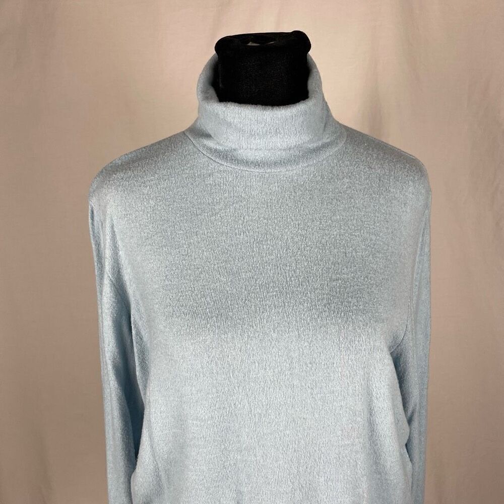 Anthropologie Cropped Baby Blue  Long Sleeve Turtleneck - Women’s L - Picture 5 of 9